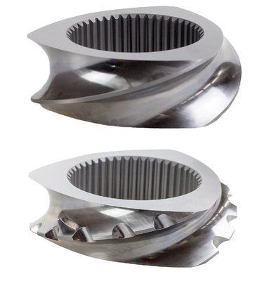 High Wear Twin Plastic Extruder Screw Elements dengan Vacuum quenching treatment Segmen Sekop Penerbangan Tunggal