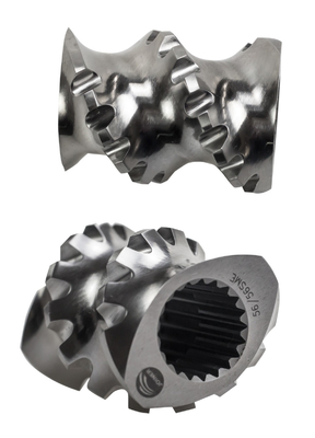 High Wear Twin Plastic Extruder Screw Elements dengan Vacuum quenching treatment Segmen Sekop Penerbangan Tunggal