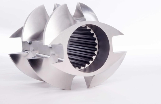High Wear Twin Plastic Extruder Screw Elements dengan Vacuum quenching treatment Segmen Sekop Penerbangan Tunggal